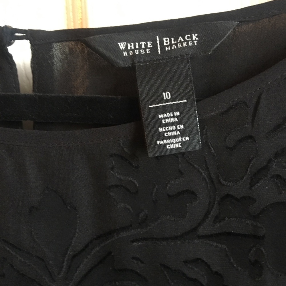 Whbm Size 10 Black Sheer Pattern Top With Shell - image 2